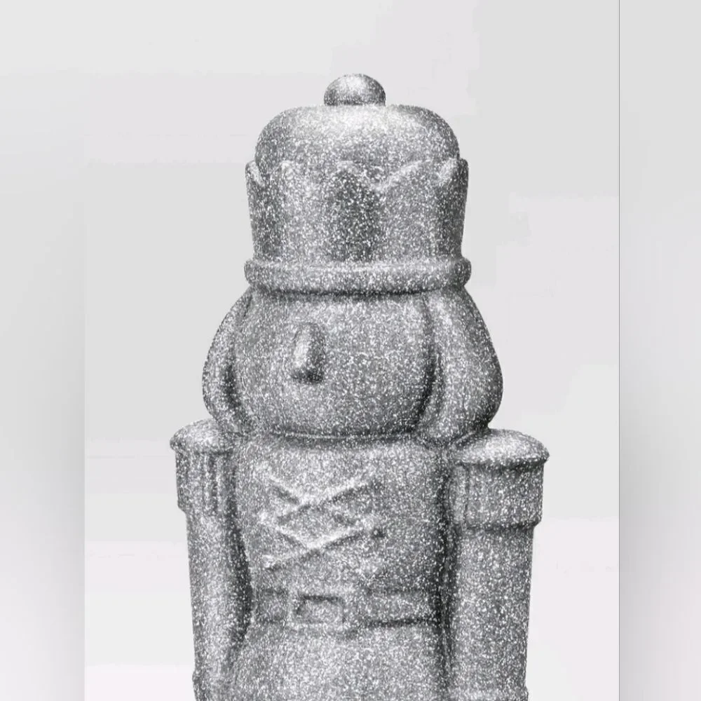 Set of 2 Silver Glittered Christmas Decorative Nutcrackers,  11.5 in H, New